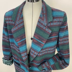 Vintage Braetan Southwest Small Medium Blazer Italian Wool Blend Pockets Coat